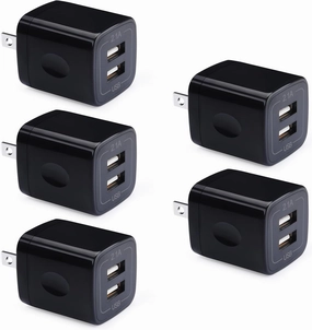 USB Wall Plug,GiGreen 2.1A Dual Port USB Power Block Quick Charger Plug Cubes 5 Pack Compatible iPhone 16/15 Pro Max/14/13/12/11/SE/8/X,Samsung Galaxy S24Ultra S23 A15 5G A54 A14 A55 A13 A23 S21 S9 S8