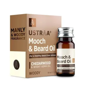 U.s.t.r.a.a. Woody Mooch and Beard Oil - 35ml - Shine, Nourishment & Pleasant Fragrance for beard | No Paraben | Cedar Wood Essential Oil & Wheat Germ Oil rich in Vitamin E