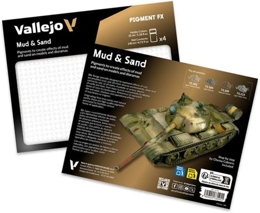 Vallejo - Pigment FX Mud & Sand Effect | Wide Range of Effects Caused by the Climate and Geographic Conditions | Contains 4 Bottles x 35 ml (1.18 fl.oz.)