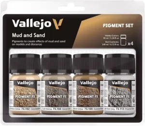 Vallejo - Pigment FX Mud & Sand Effect | Wide Range of Effects Caused by the Climate and Geographic Conditions | Contains 4 Bottles x 35 ml (1.18 fl.oz.)