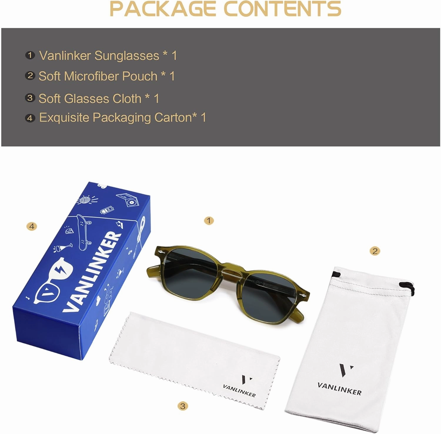 VANLINKER Retro Small Square Sunglasses for Men Women Thin Cube Shades Vintage Slim Frames Intellectual Style VL9774