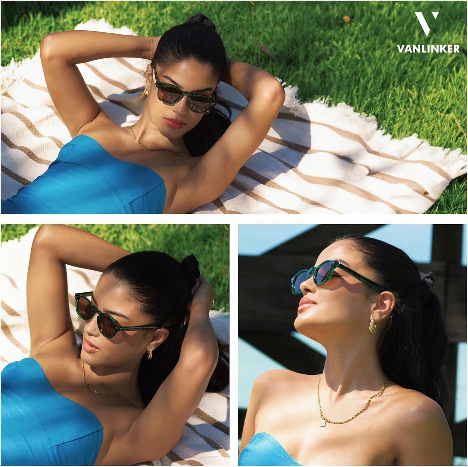 VANLINKER Retro Small Square Sunglasses for Men Women Thin Cube Shades Vintage Slim Frames Intellectual Style VL9774