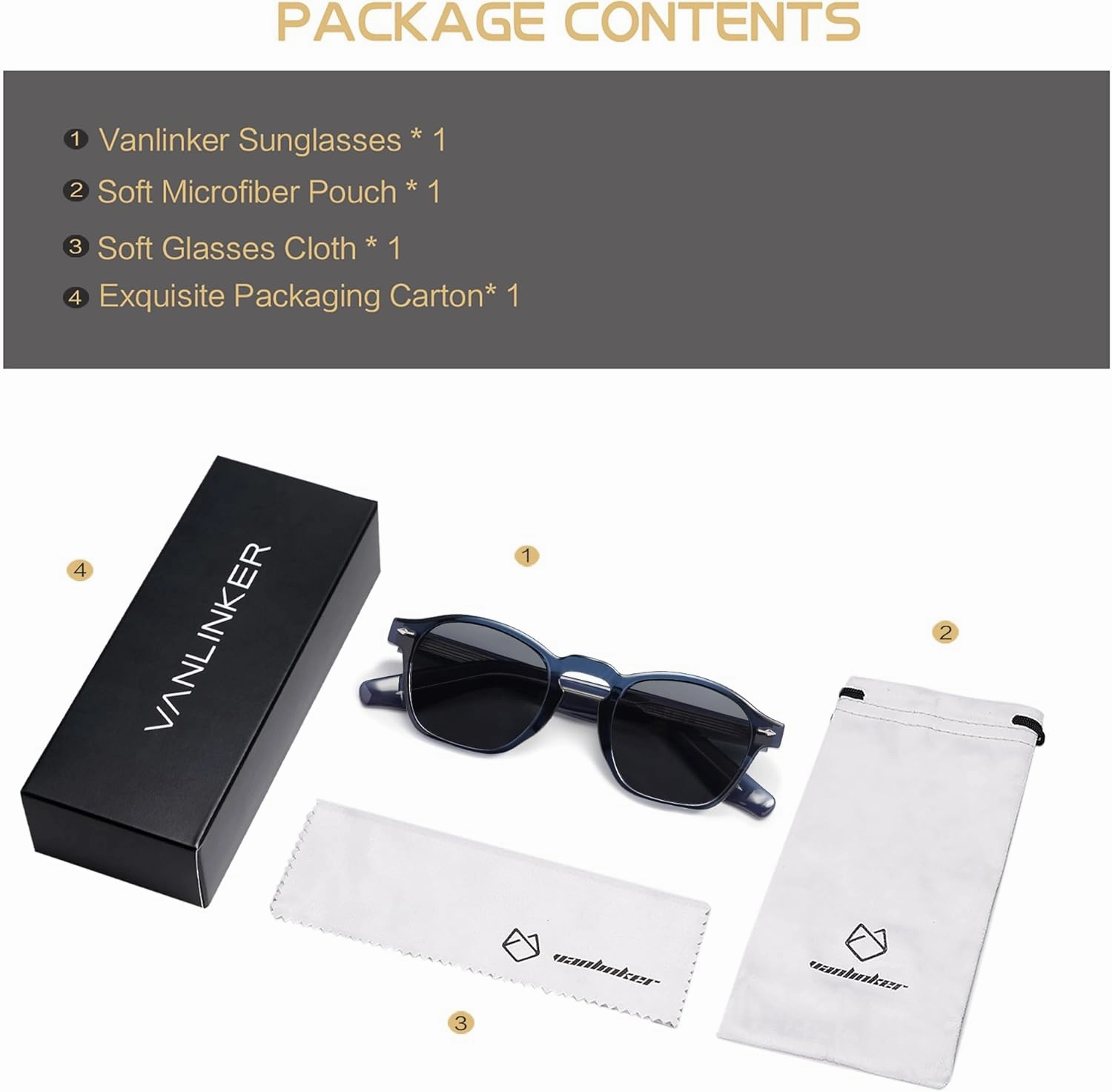 VANLINKER Retro Small Square Sunglasses for Men Women Thin Cube Shades Vintage Slim Frames Intellectual Style VL9774