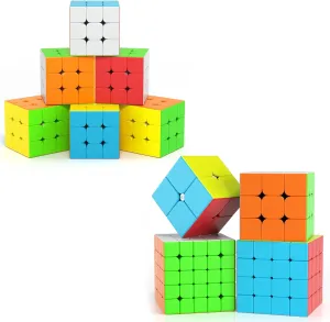 Vdealen 6 Pack 3x3 Stickerless Speed Cube Set & 2x2 3x3 4x4 5x5 Magic Cube Bundle