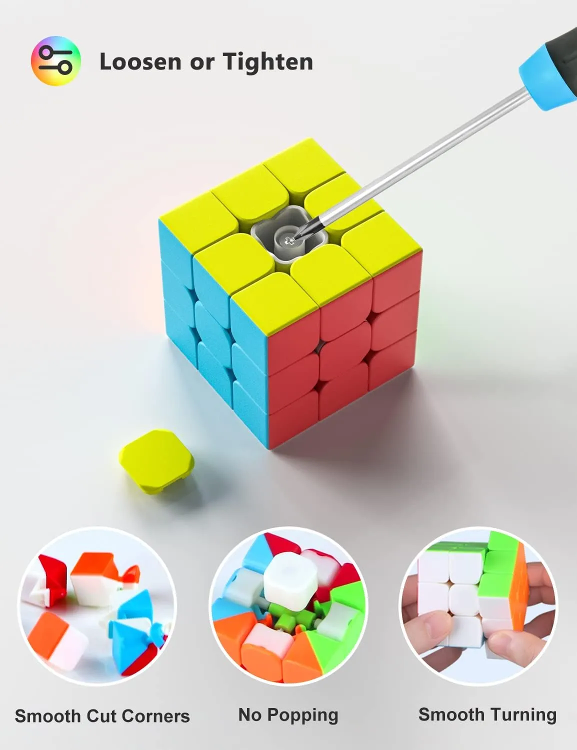 Vdealen Speed Cube Set, 2x2x2 3x3x3 Pyramid Magic Cube Set, Puzzle Cube Toys Birthday Party Christmas Stocking Stuffers Gift for Kids Teens Adults(Stickerless)