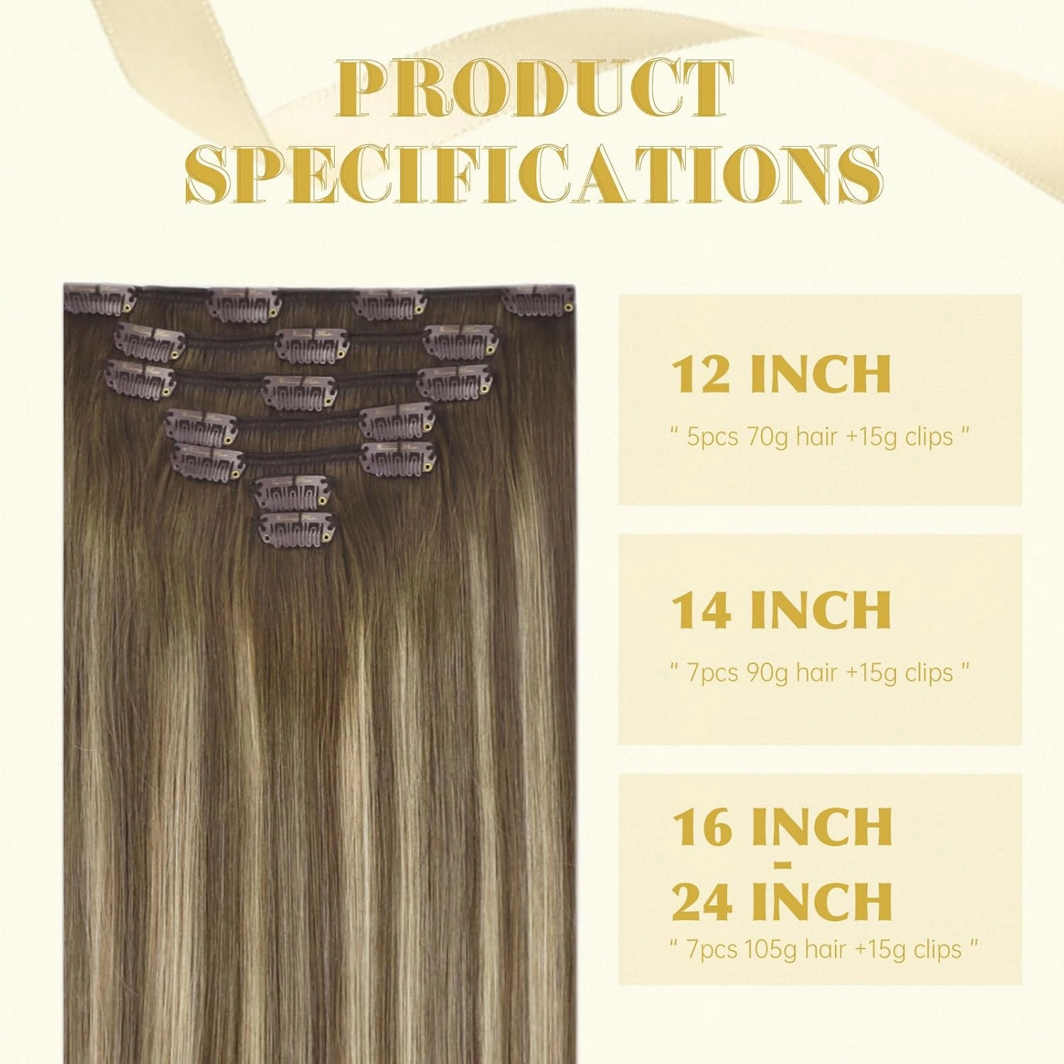 Ve Sunny Balayage Human Hair Clip in Extensions Real Hair Extensions Clip in Human Hair Ombre Brown with Blonde Hair Extensions Clip ins for Women 5pcs 12in 80g