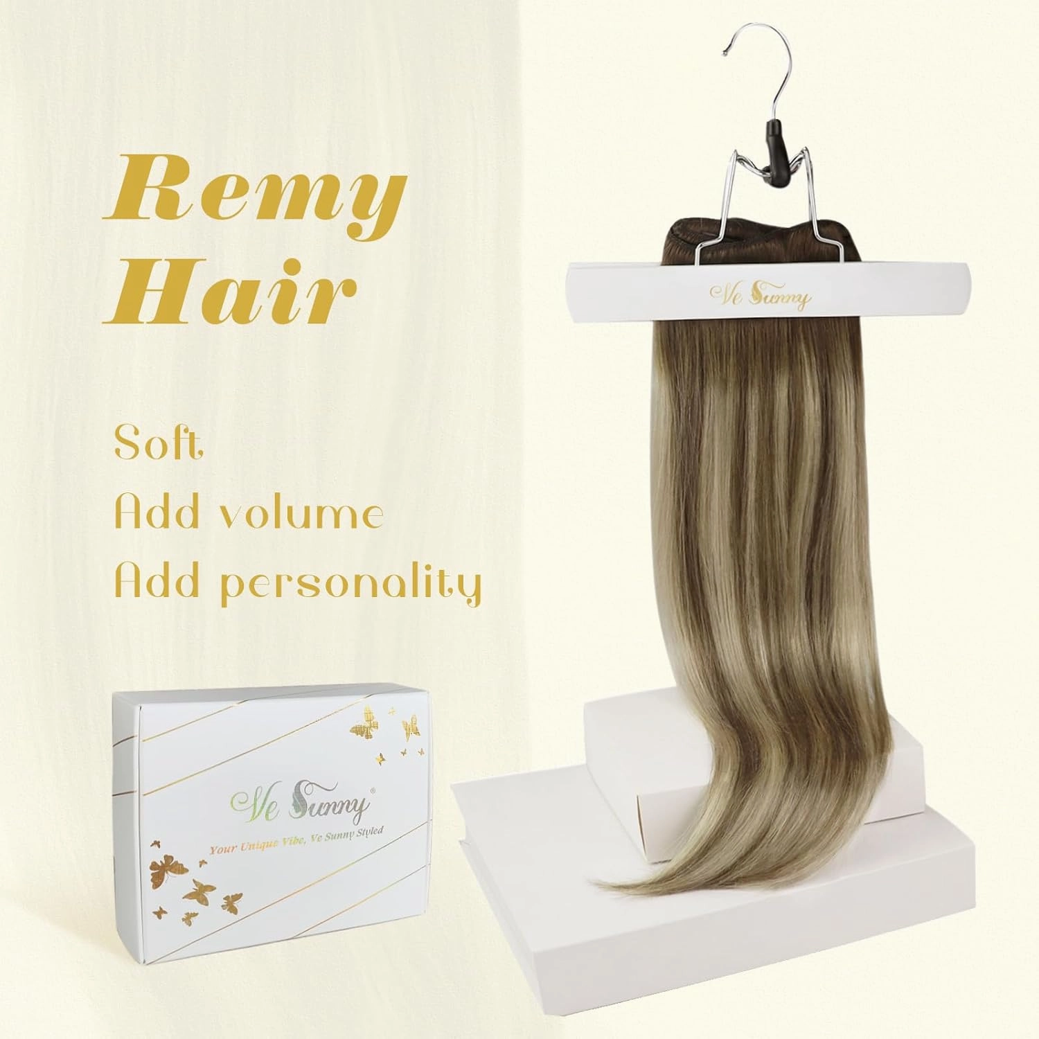 Ve Sunny Balayage Human Hair Clip in Extensions Real Hair Extensions Clip in Human Hair Ombre Brown with Blonde Hair Extensions Clip ins for Women 5pcs 12in 80g