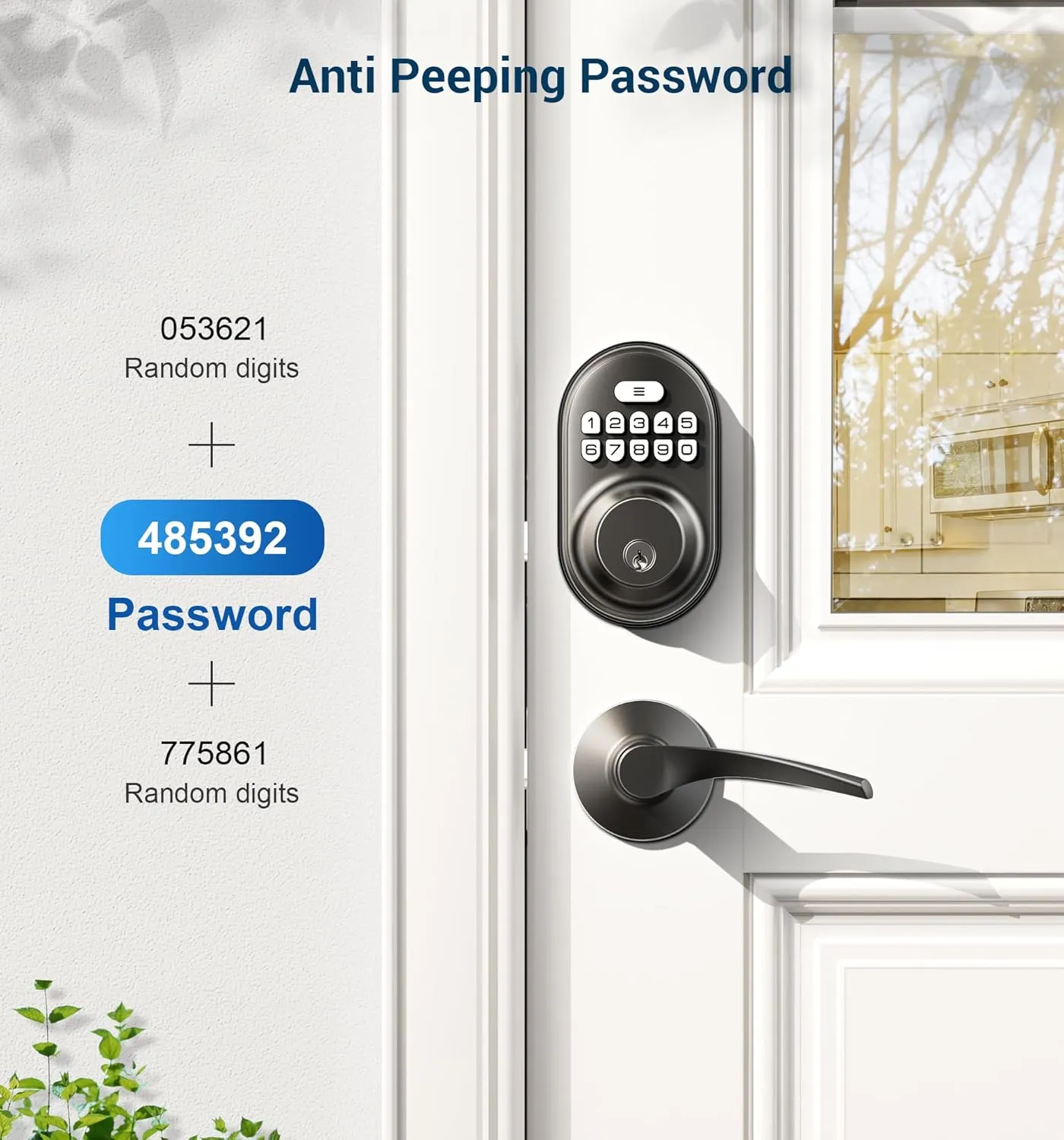 Veise Keyless Entry Door Lock, Electronic Keypad Deadbolt, Keyed Entry, Auto Lock, Anti-Peeking Password, Back Lit & Easy Installation Design, Matte Black