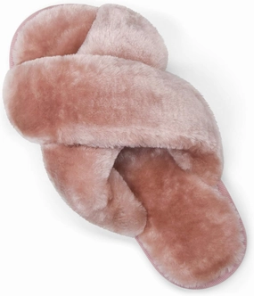 Vepose Women's 801 Cross Band Slippers, Soft Plush Furry Open Toe Fur Slides, Fuzzy Fluffy Slip on House Shoes Indoor Outdoor Slippers