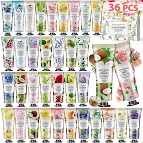 VESPRO 36 Pack Hand Cream Gifts Set For Wome, Moisturizing Mini Hand Lotion for Dry Cracked Hands,Hand Lotion Travel Size in Bulk for Thanksgiving Gift and Baby Shower Favors-36 Scented/30ml