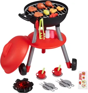 VEVOR 28 PCS BBQ Grill Playset, Kids Toys Kitchen Playset with Sound & Light, Little Chef Play, Interactive Grill Play Food Cooking Playset Barbecue Toy Grill for Toddlers Boys Girls 3-5 Birthday Gift
