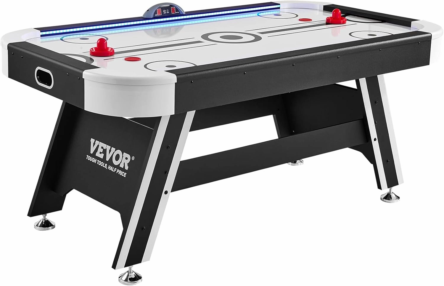 VEVOR Air-Powered Hockey Table, 72" LED Air Hockey Game Set for 4 Players, Black