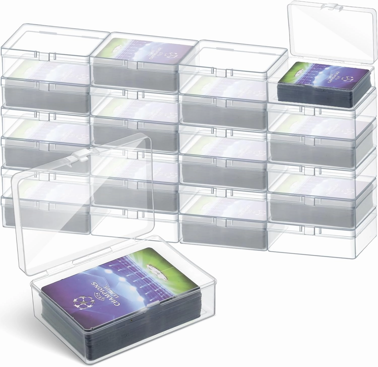 Vicenpal 36 Pcs Playing Card Boxes Clear Plastic Deck Cases Trading Card Storage Boxes Compatible with MTG TCG 100 Game Cases Holder 4.45 x 2.91 x 1.35 Inch