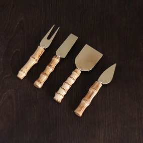 VIDA Bamboo Cheese Set of 4 (Gold and Natural)