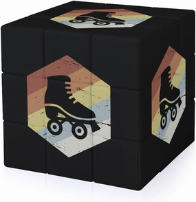Vintage 70s Roller Skating Funny 3x3x3 Cube Smooth Lightweight Puzzle for Adult Graphic Printing Travel