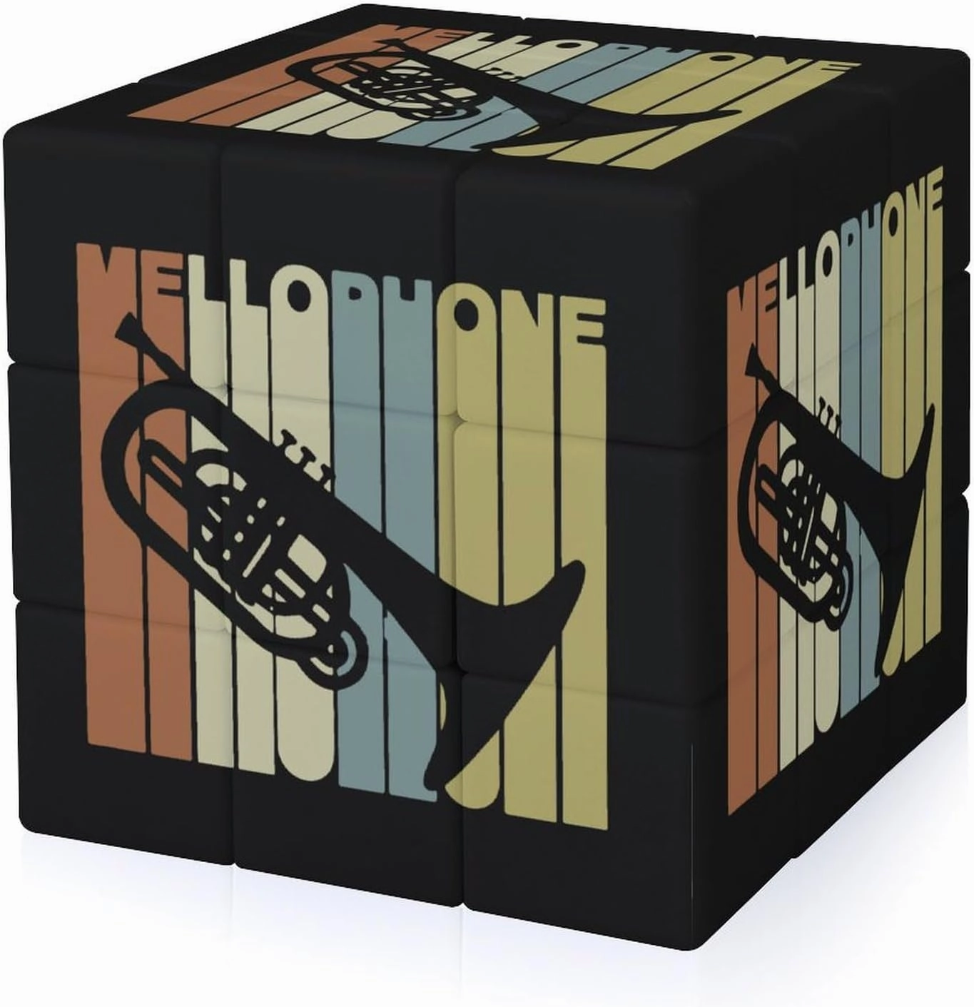 Vintage Mellophone Silhouette Funny 3x3x3 Cube Smooth Lightweight Puzzle for Adult Graphic Printing Travel