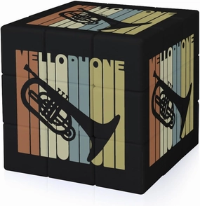 Vintage Mellophone Silhouette Funny 3x3x3 Cube Smooth Lightweight Puzzle for Adult Graphic Printing Travel