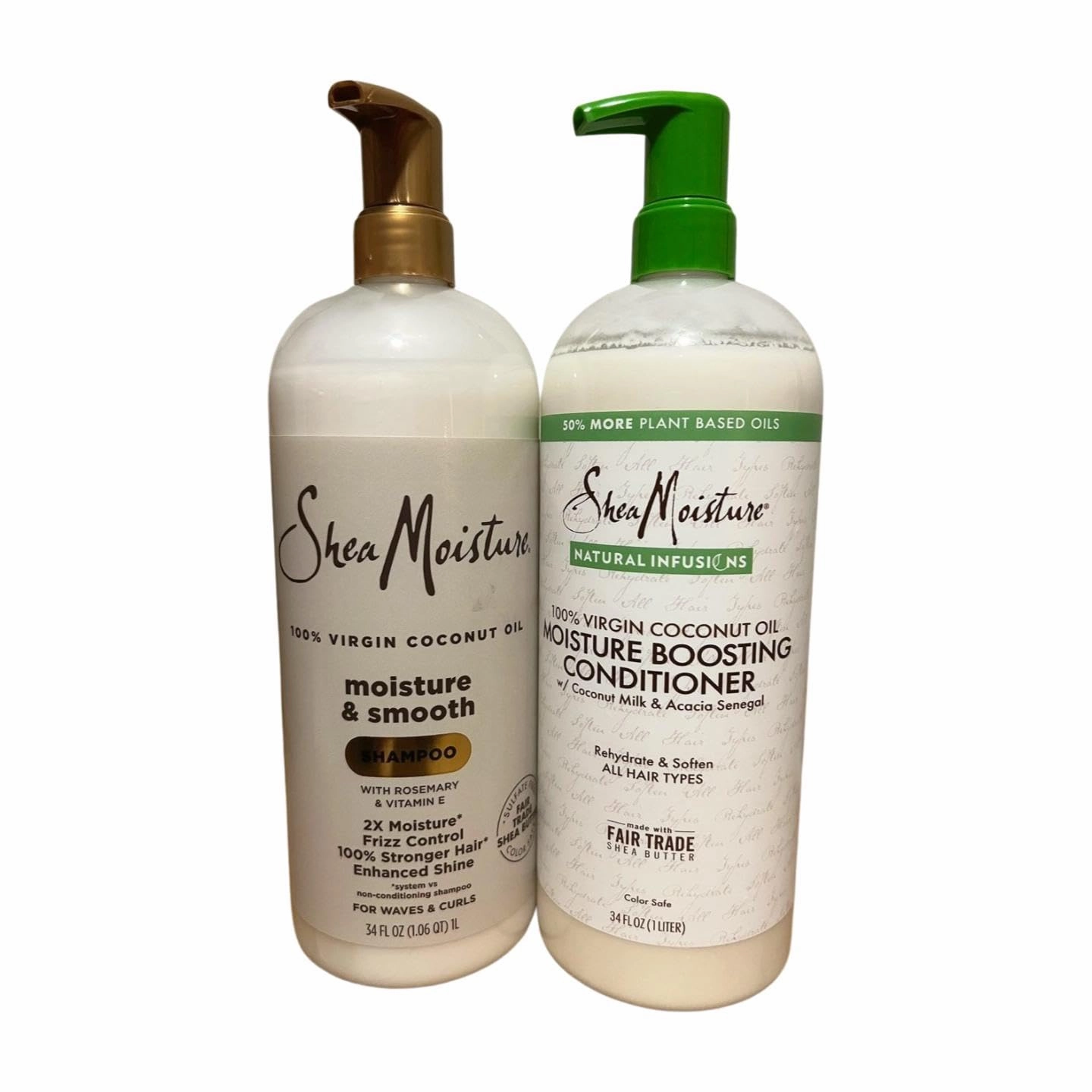 Virgin Coconut Oil Shampoo & Conditioner, Rosemary & Vitamin E, 34 fl oz each, Clear