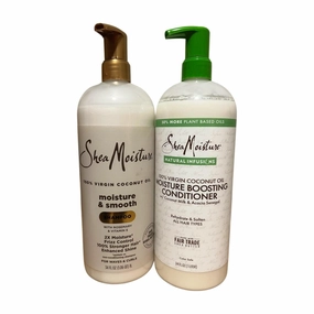 Virgin Coconut Oil Shampoo & Conditioner, Rosemary & Vitamin E, 34 fl oz each, Clear