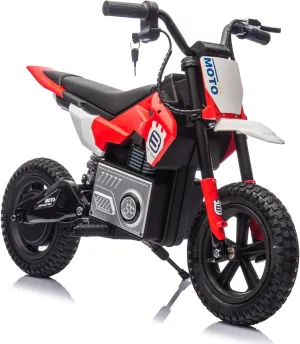 viswild 24V Kids Electric Dirt Motorbike, 200W Hub Motor with Shock Absorber, Adjustable Speed Electric Motocross, LED Breathable Light, Bluetooth, Power Display for Kids 5 ,Red