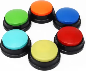 Voice Recording Button, Dog Buttons for Communication Pet Training Buzzer, 30 Second Record & Playback, Funny Gift for Study Office Home, 6 Packs