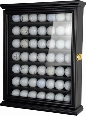 Wall-Mounted Golf Ball Display Case with Lockable Door & Real Glass Black Shadow Box Collector Set for Secure Storage Home/Office Decor or Store Exhibition Showcase - Golf Ball Holder Display Solution