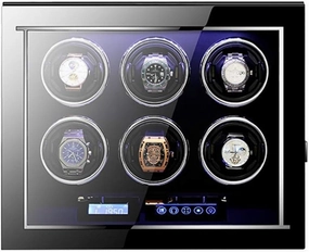 Watch Automatic Watch Winder Case With Quiet Motor And Wood Shell,15 Rotation Modes Single Or Double,Led Illumination,Lcd Display Touch Screen Self Winding