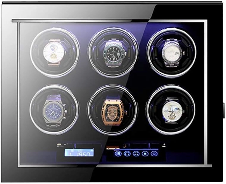 Watch Automatic Watch Winder Case With Quiet Motor And Wood Shell,15 Rotation Modes Single Or Double,Led Illumination,Lcd Display Touch Screen Self Winding