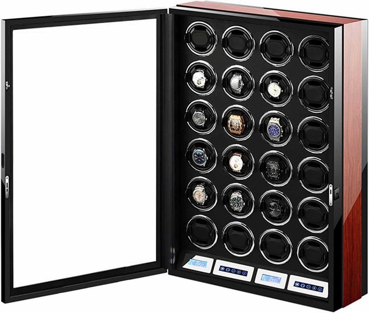 Watch Winders,Built-in LED Illumination and LCD Touchscreen Control,Automatic Watch Winder Box Wooden Storage Case,Watch Winder Box,Watch Box Storage Display Case with Quie (24 0)