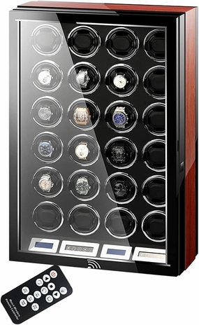 Watch Winders,Built-in LED Illumination and LCD Touchscreen Control,Automatic Watch Winder Box Wooden Storage Case,Watch Winder Box,Watch Box Storage Display Case with Quie (24 0)
