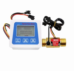 Water Flow Totalizer and Flow Rate Meter with Digital LCD Display  G1/2" Hall Effect Liquid Water Flowmeter Sensor-1-25L/min