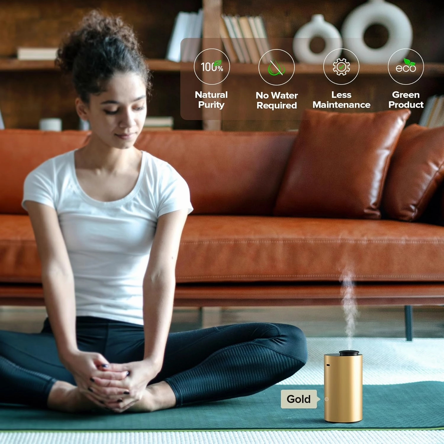 Waterless Essential Oil Diffuser for Home Aromatherapy Scent Diffusers with 3 Countdown Timer Settings or Timer-Off, 3 Mist Levels for Car Room Studio Office, ANX Premium Metal Silver