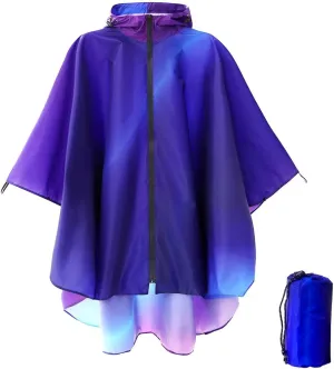 Waterproof Hooded Lightweight Rain Poncho for Adults Women Men with Pockets Unisex Fashion Zipper Jacket Coat