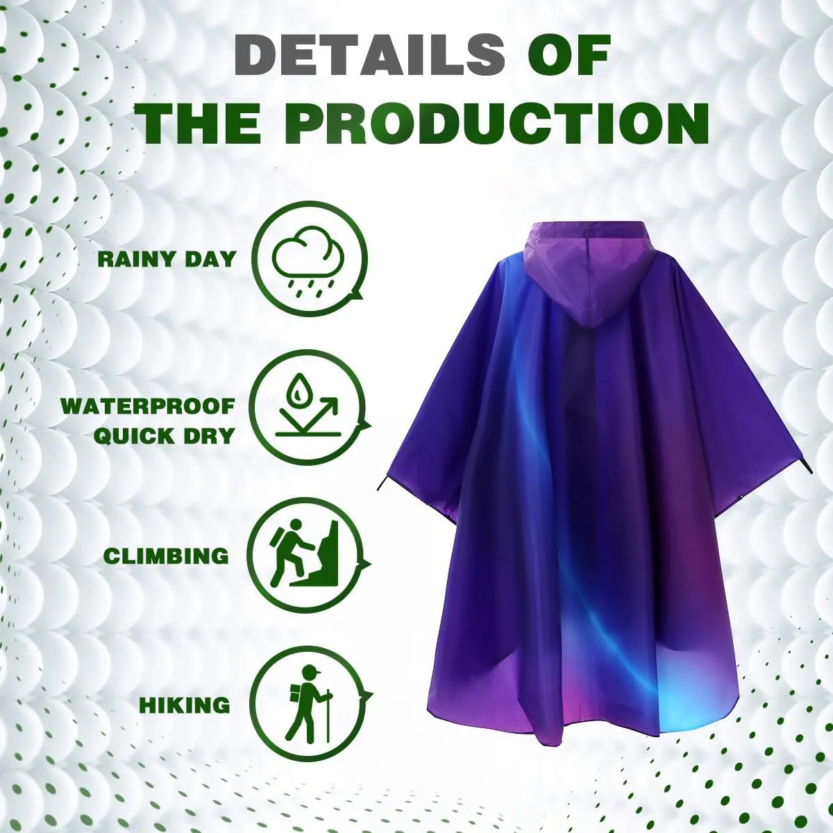 Waterproof Hooded Lightweight Rain Poncho for Adults Women Men with Pockets Unisex Fashion Zipper Jacket Coat