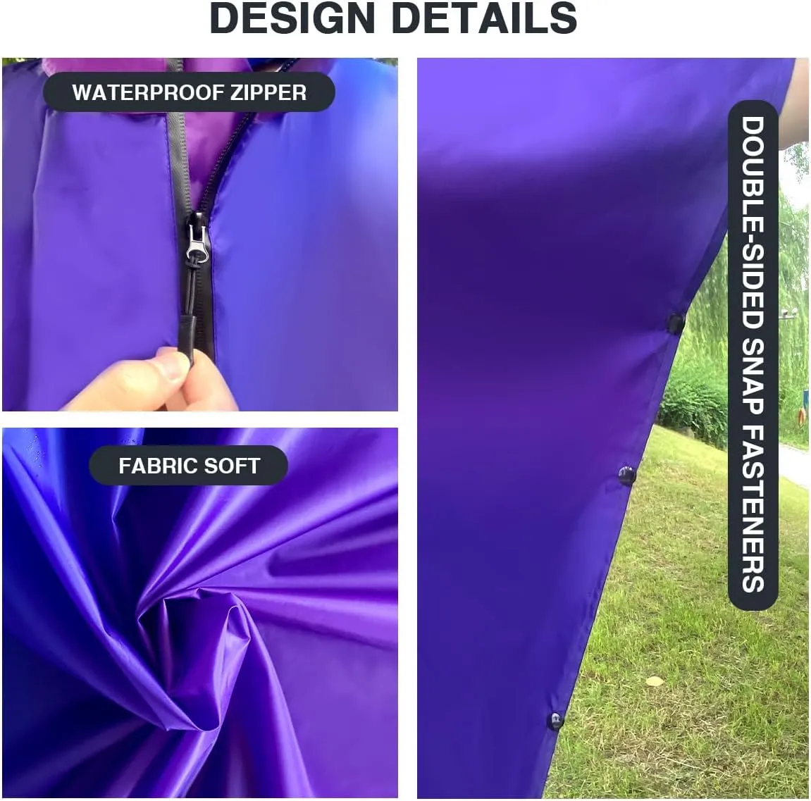 Waterproof Hooded Lightweight Rain Poncho for Adults Women Men with Pockets Unisex Fashion Zipper Jacket Coat