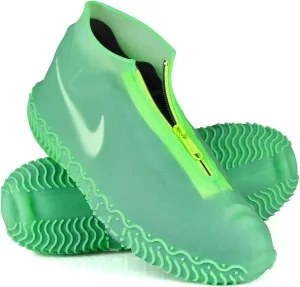 Waterproof Shoe Covers, Silicone Reusable Shoe Cover Non-slip Durable Zipper Elastic Rain Cover Protection for Men Women (L (Women 7.5-10.5, Men 6.5-9), Green)