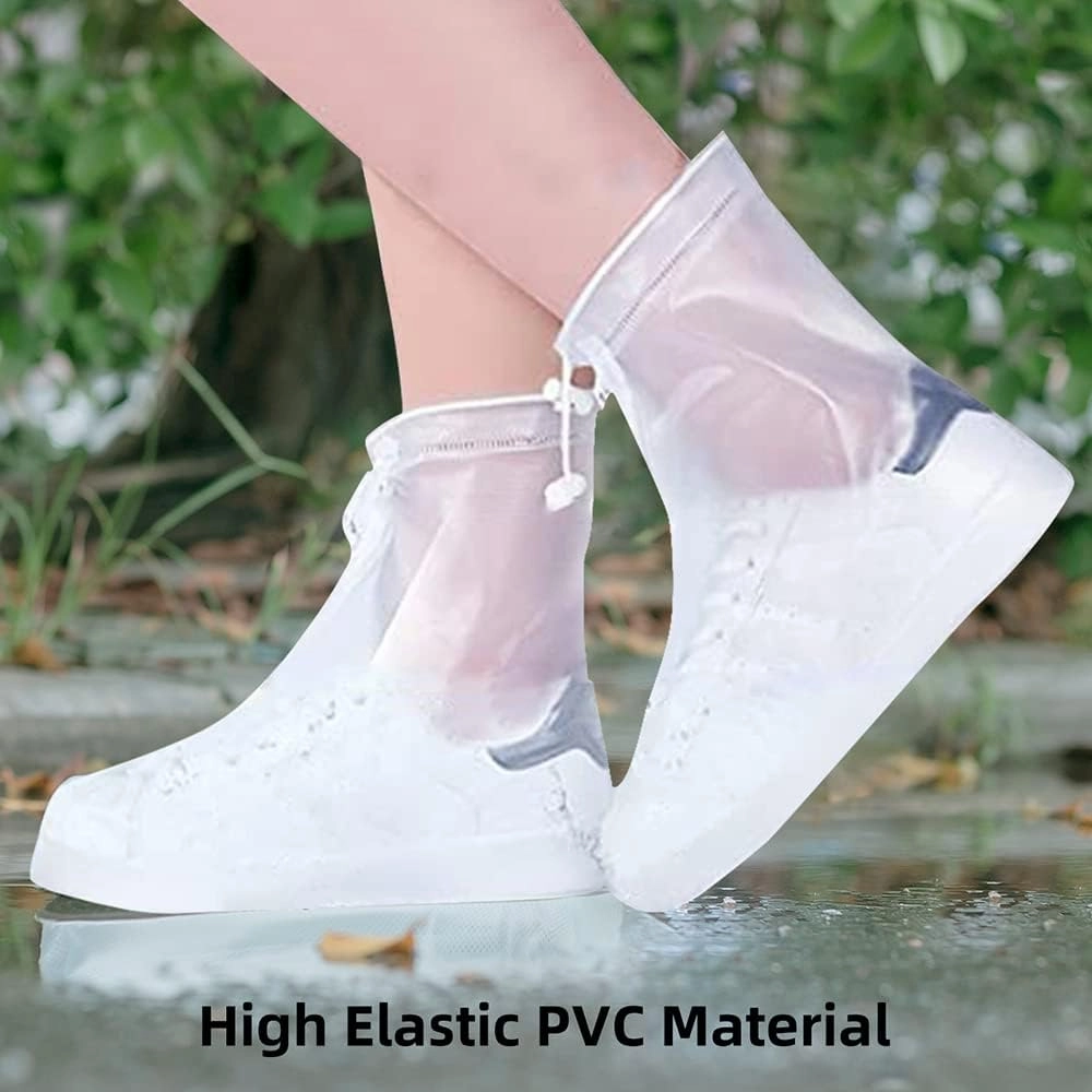 Waterproof Shoes Cover, Rain Boot Shoe Covers, Reusable Women Men PVC Rubber Sole Overshoes Galoshes Protectors for Cycling Camping Travel (XXL, White)