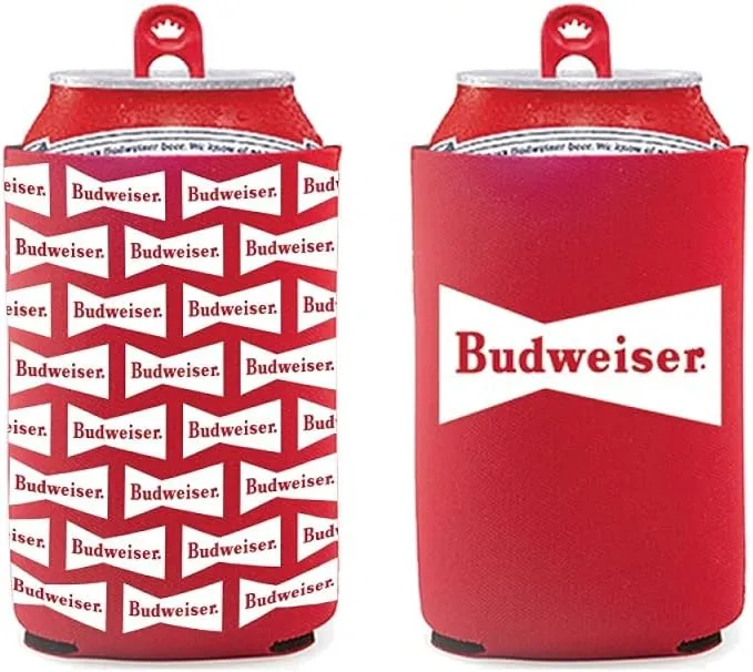 WearYourBeer Budweiser 2-Pack of Neoprene Can Coolers, RedWhite