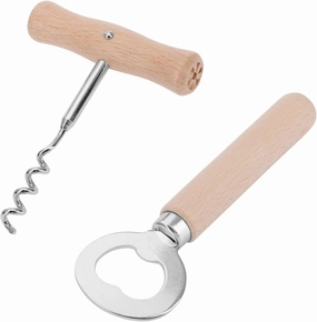 Westmark Set: 1 Corkscrew (Spiral with Soul)   1 Bottle Opener, Woody/Steel, Light Brown/Silver, 100822E7