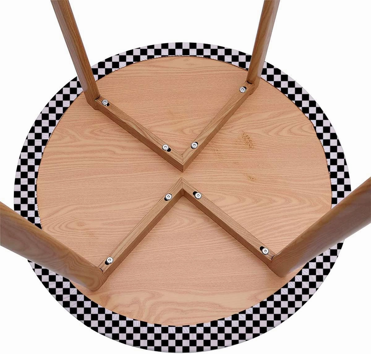 White Charcoal Tablecloth -Fitted with Elastic Checkers Game Geometric Grid Style Elastic Edge, Waterproof and wipeable Checkered Fits up 40"-44" Diameter Tables