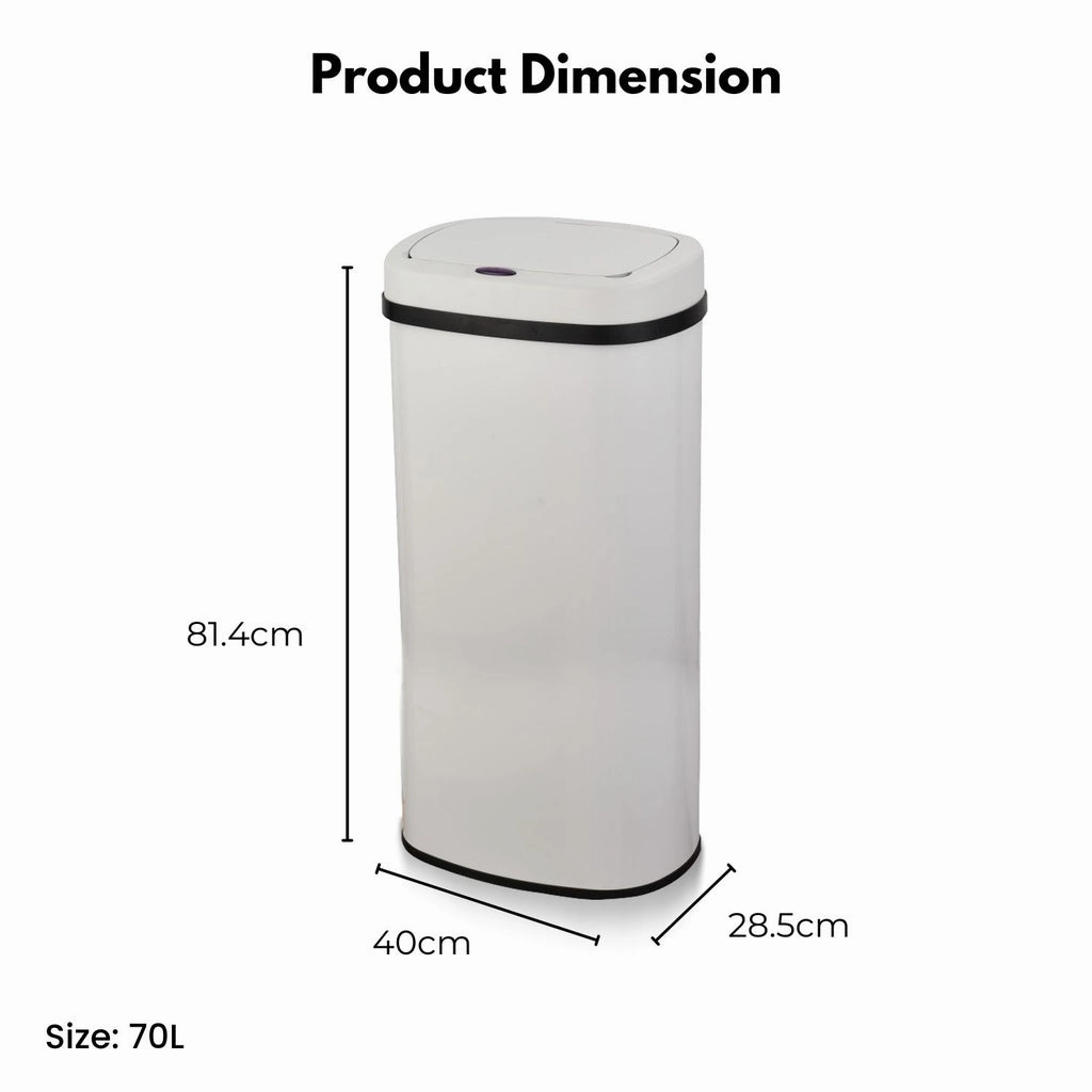 White Oval Sensor Bin 70L