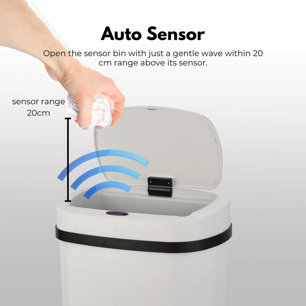 White Oval Sensor Bin 70L