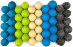 Wildflower by hu hands Wool Felt Balls | Assorted Blue, Green, Gray, Natural Color | Felt Pom Poms Handmade in Nepal for Crafts, DIY Garland, Felting, Baby Mobile, Cat Toy | .8-1 Inch | Muslin Bag