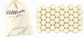 Wildflower by hu hands Natural White Felt Balls 1 inch (2.5cm) | (50) Wool Pom Poms | Hand Felted Pompoms for Crafts, Felting, Garland, Decor, Party | Muslin Bag