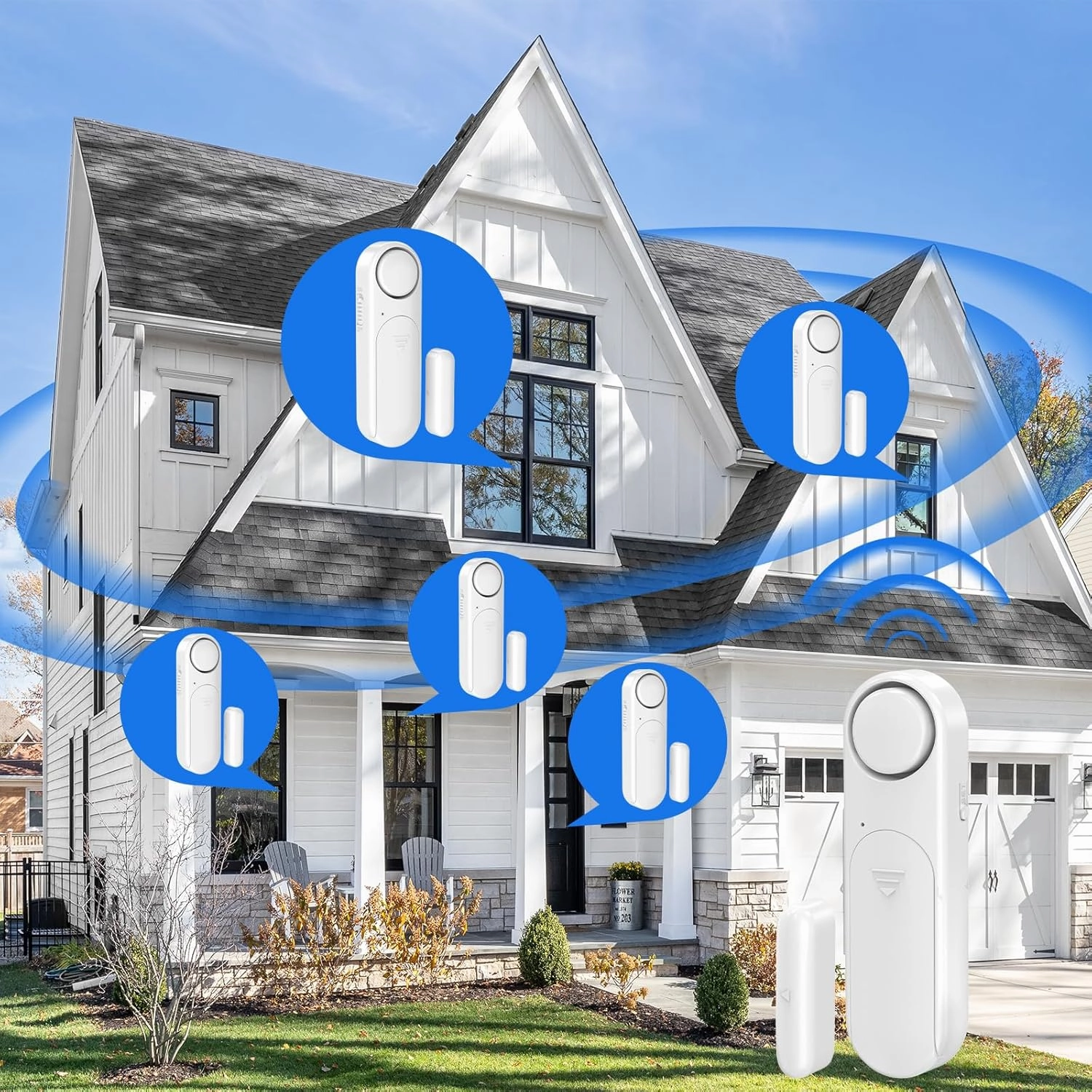 Window and Door Alarm When Opened (5 Pack) for Kids Safety/Home Security, Wireless Sliding Door Opening Sensor Alarms for Dementia, 120dB Burglar Alert, Ideal for Business, Garage, Apartment, White