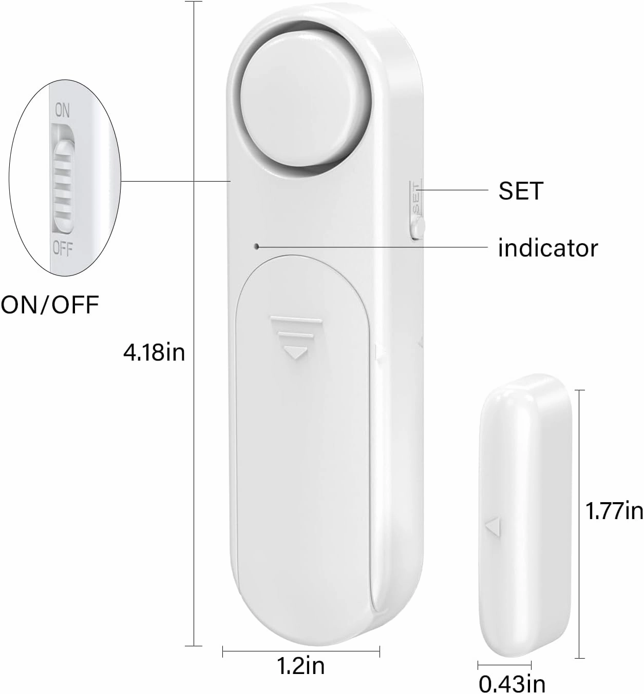 Window and Door Alarm When Opened (5 Pack) for Kids Safety/Home Security, Wireless Sliding Door Opening Sensor Alarms for Dementia, 120dB Burglar Alert, Ideal for Business, Garage, Apartment, White