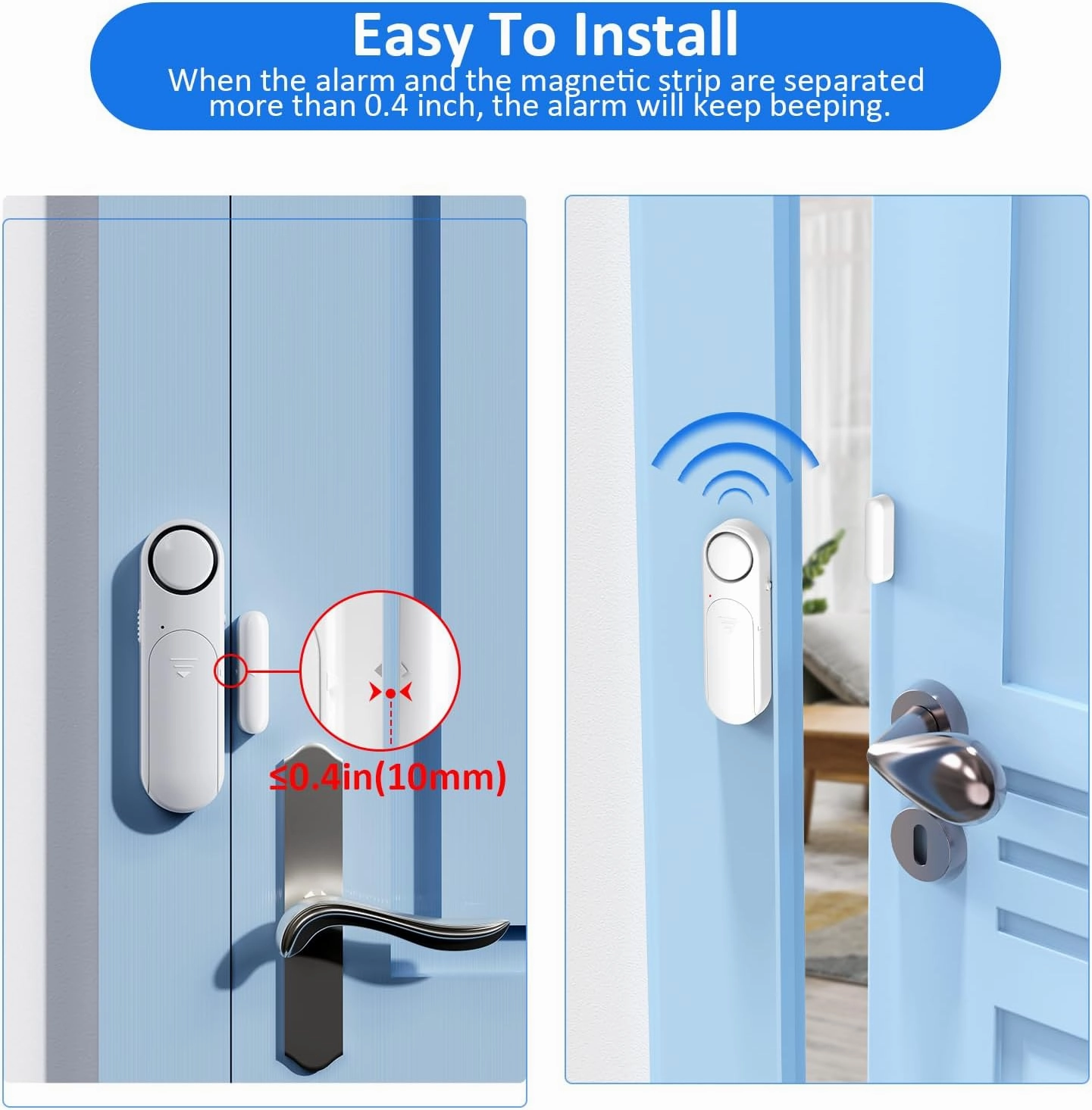 Window and Door Alarm When Opened (5 Pack) for Kids Safety/Home Security, Wireless Sliding Door Opening Sensor Alarms for Dementia, 120dB Burglar Alert, Ideal for Business, Garage, Apartment, White