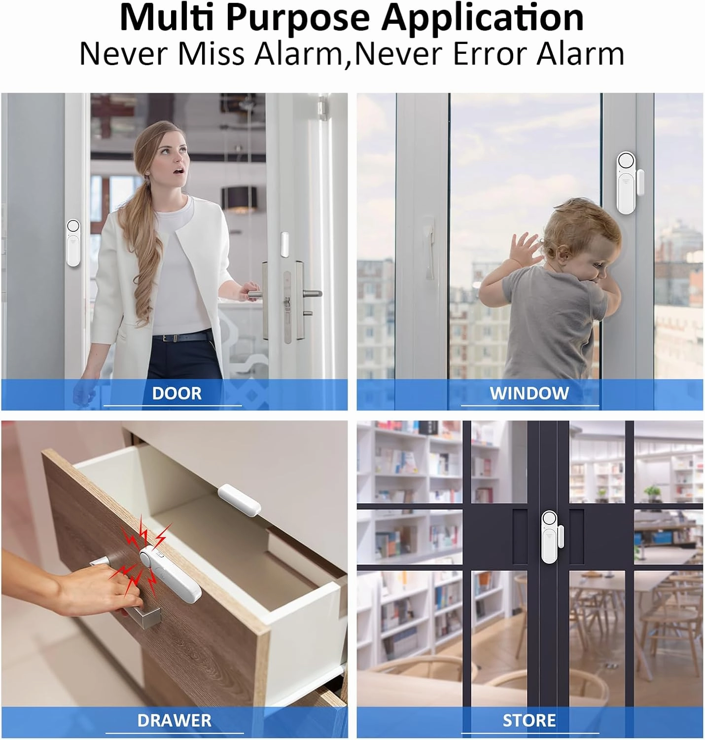 Window and Door Alarm When Opened (5 Pack) for Kids Safety/Home Security, Wireless Sliding Door Opening Sensor Alarms for Dementia, 120dB Burglar Alert, Ideal for Business, Garage, Apartment, White