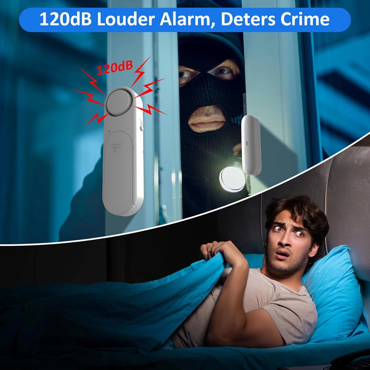 Window and Door Alarm When Opened (5 Pack) for Kids Safety/Home Security, Wireless Sliding Door Opening Sensor Alarms for Dementia, 120dB Burglar Alert, Ideal for Business, Garage, Apartment, White