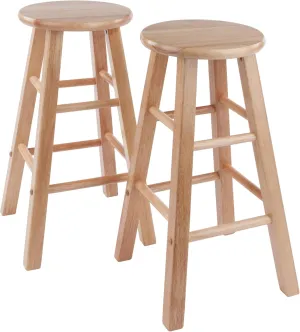 Winsome Element 2-Piece 24In Counter Stool Set, Natural Finish, Solid Wood, Modern Design